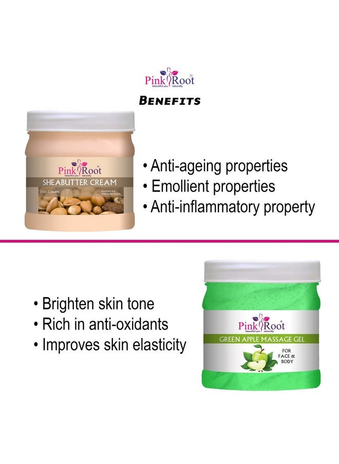 Pink Root Pink Root Green Apple Massage Gel 500ml with Shea Butter Cream 500ml  - Image 5