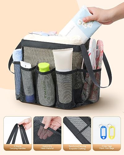 Temede Mesh Shower Caddy Tote, Large Shower Caddy Basket Portable, Quick Dry Hanging Toiletry Bag, 8 Storage Pocket Handle Bath Organizer for College Dorm, Gym, Camp, Travel - Image 4