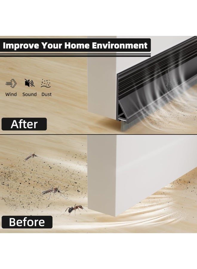 JOGAMS Under Door Draft Stopper for Bottom of Door with Brush Door Sweeps for Exterior Interior Doors Under Door Gap Filler Sound Blocker for Door Bottom Seal - Image 4