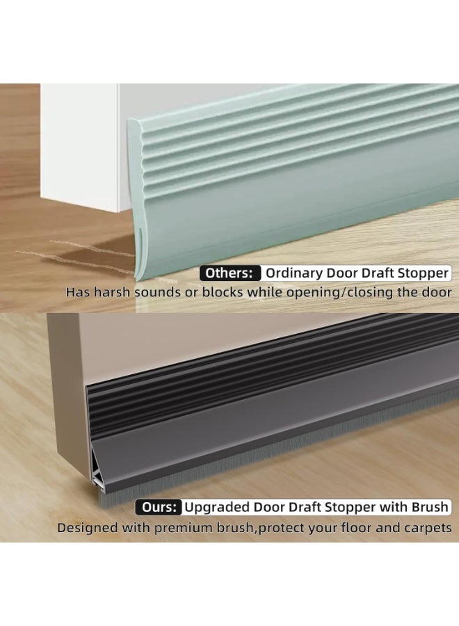 JOGAMS Under Door Draft Stopper for Bottom of Door with Brush Door Sweeps for Exterior Interior Doors Under Door Gap Filler Sound Blocker for Door Bottom Seal - Image 3