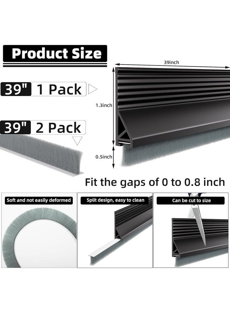 JOGAMS Under Door Draft Stopper for Bottom of Door with Brush Door Sweeps for Exterior Interior Doors Under Door Gap Filler Sound Blocker for Door Bottom Seal - Image 5
