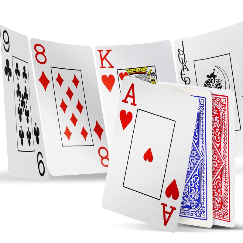 INTEGEAR Playing Cards 2 Decks Waterproof Plastic Poker Cards for Texas Holdem Poker Go Fish and More Card Games, Jumbo Index 2.5" x 3.5" - Image 1
