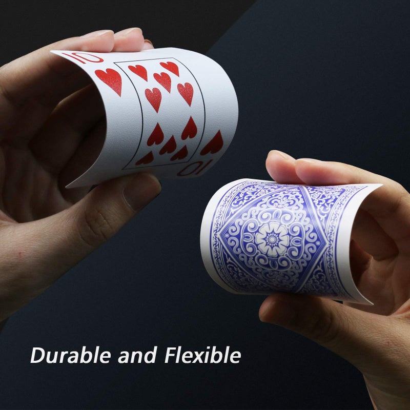 INTEGEAR Playing Cards 2 Decks Waterproof Plastic Poker Cards for Texas Holdem Poker Go Fish and More Card Games, Jumbo Index 2.5" x 3.5" - Image 2