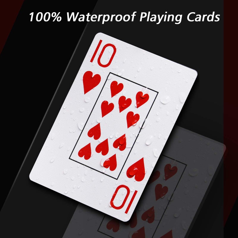 INTEGEAR Playing Cards 2 Decks Waterproof Plastic Poker Cards for Texas Holdem Poker Go Fish and More Card Games, Jumbo Index 2.5" x 3.5" - Image 3