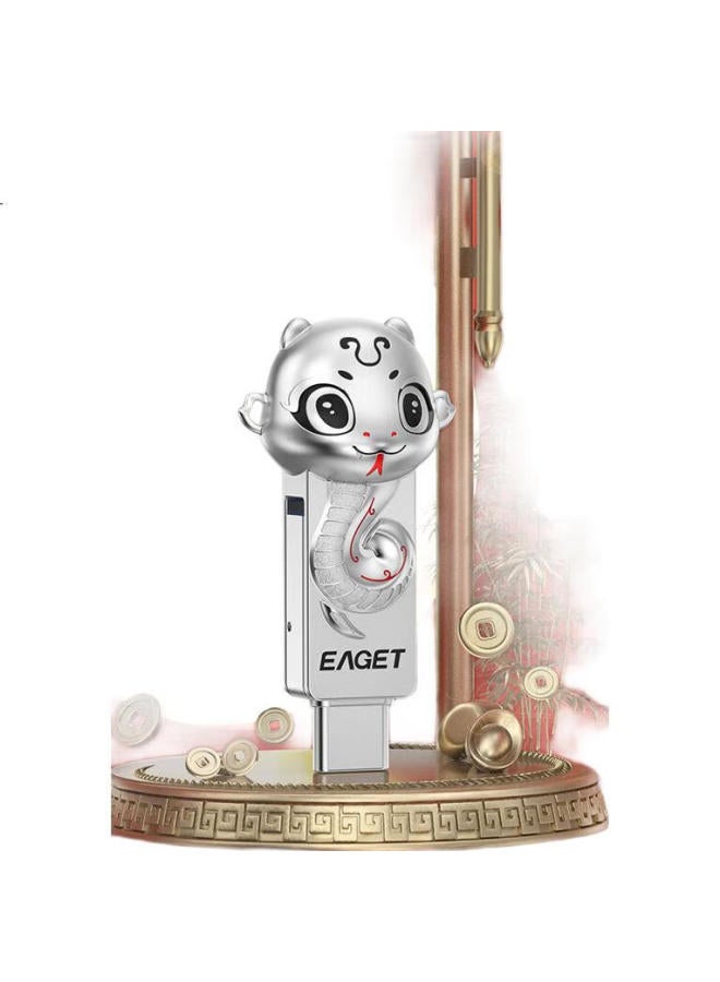 Eaget 128Gb Usb3.2 Flash Drive, Waterproof, High-Speed, Large Capacity, Ht18 Zodiac Snake Design, Metal Shockproof, Gift, Cute Creative, Compact Mini For Students And Office Use - Image 2