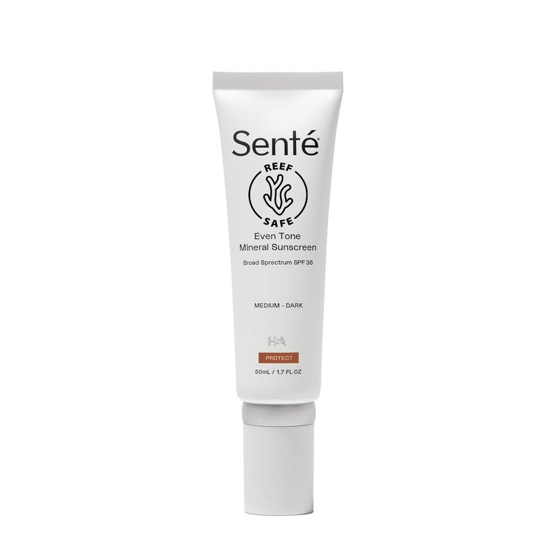 Sent Even Tone Mineral Sunscreen Tinted SPF 36 MediumDark Hydrating Lightweight Sun Protection Treatment for Redness Discoloration UVAUVB Blue Light Defense 17 oz