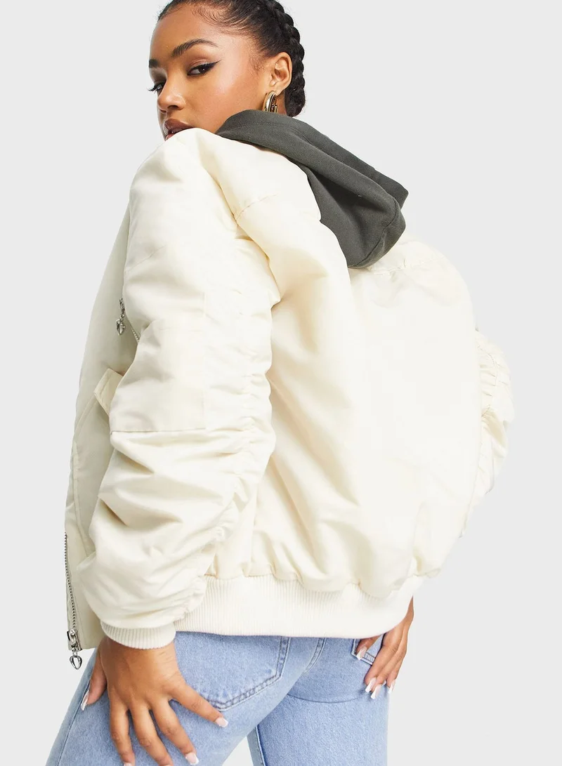 Miss Selfridge Zip Detail Bomber Jacket