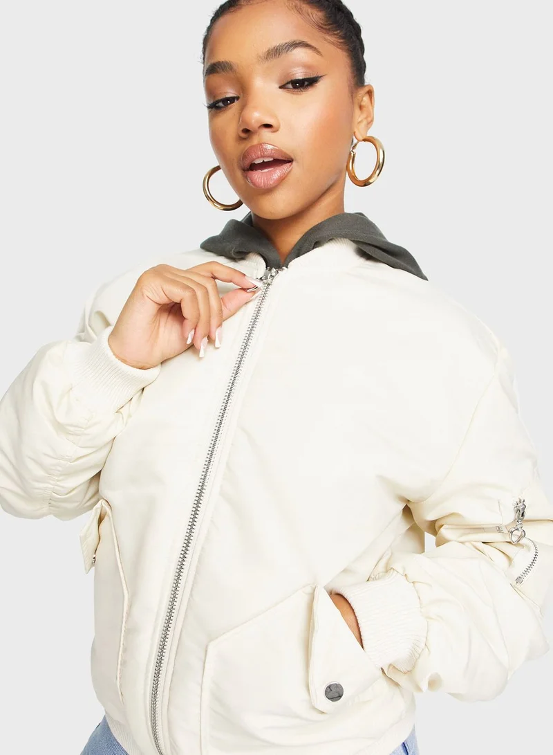 Miss Selfridge Zip Detail Bomber Jacket
