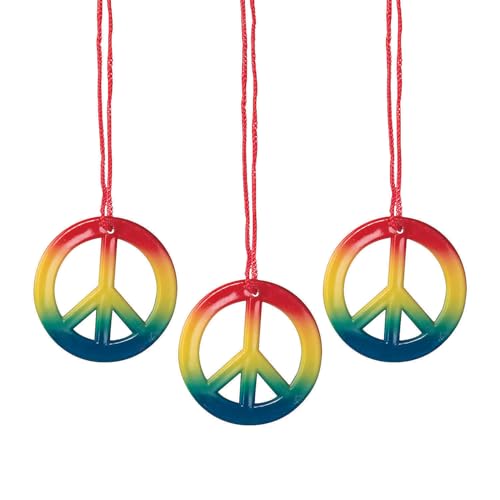 Fun Express Rainbow Peace Sign Necklaces 48 Pieces 23 Inch Cord Rainbow - Image 1