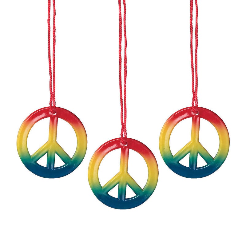 Fun Express Rainbow Peace Sign Necklaces 48 Pieces 23 Inch Cord Rainbow - Image 3