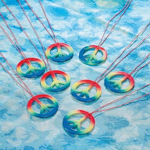 Fun Express Rainbow Peace Sign Necklaces 48 Pieces 23 Inch Cord Rainbow - Image 5