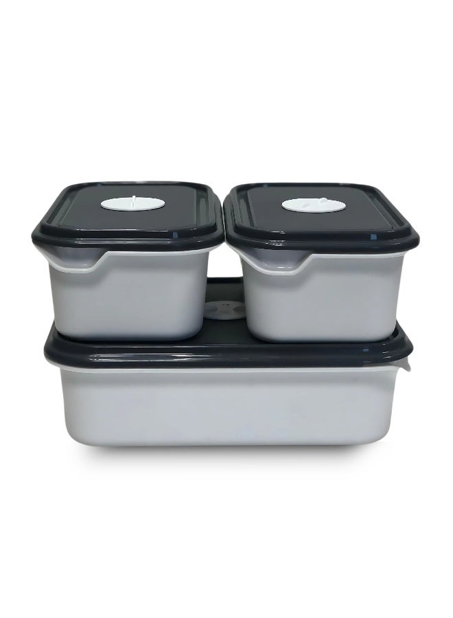 FEELINGS Plastic Food Containers with Lids, 3 Pcs Set, Microwave Safe, BPA Free, Airtight - Image 1