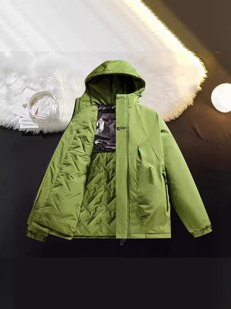 845 Charge Cotton-Padded Jacket New Hooded High-Grade Thickened Winter Solid Color Three-Dimensional Multi-Bag Heating Simosi Cotton-Padded Jacket Men - Image 3