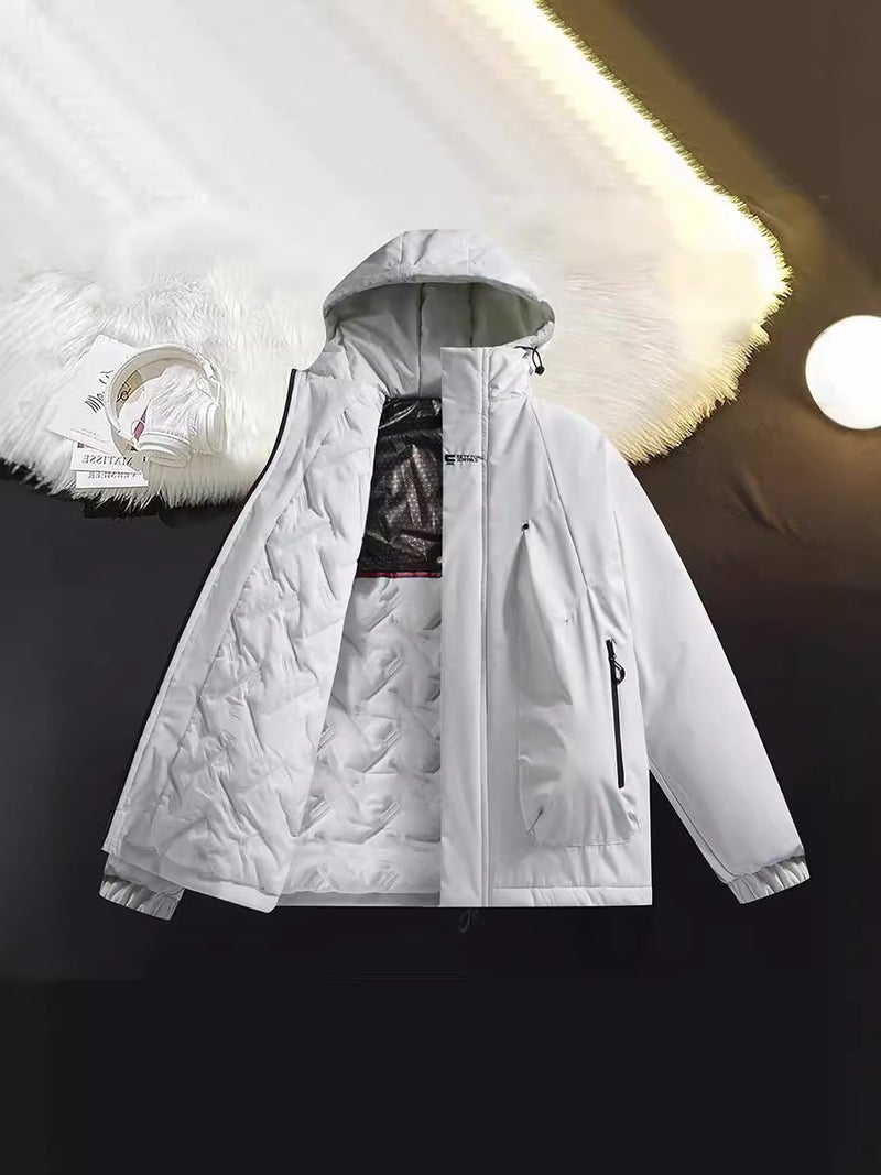 845 Charge Cotton-Padded Jacket New Hooded High-Grade Thickened Winter Solid Color Three-Dimensional Multi-Bag Heating Simosi Cotton-Padded Jacket Men - Image 2