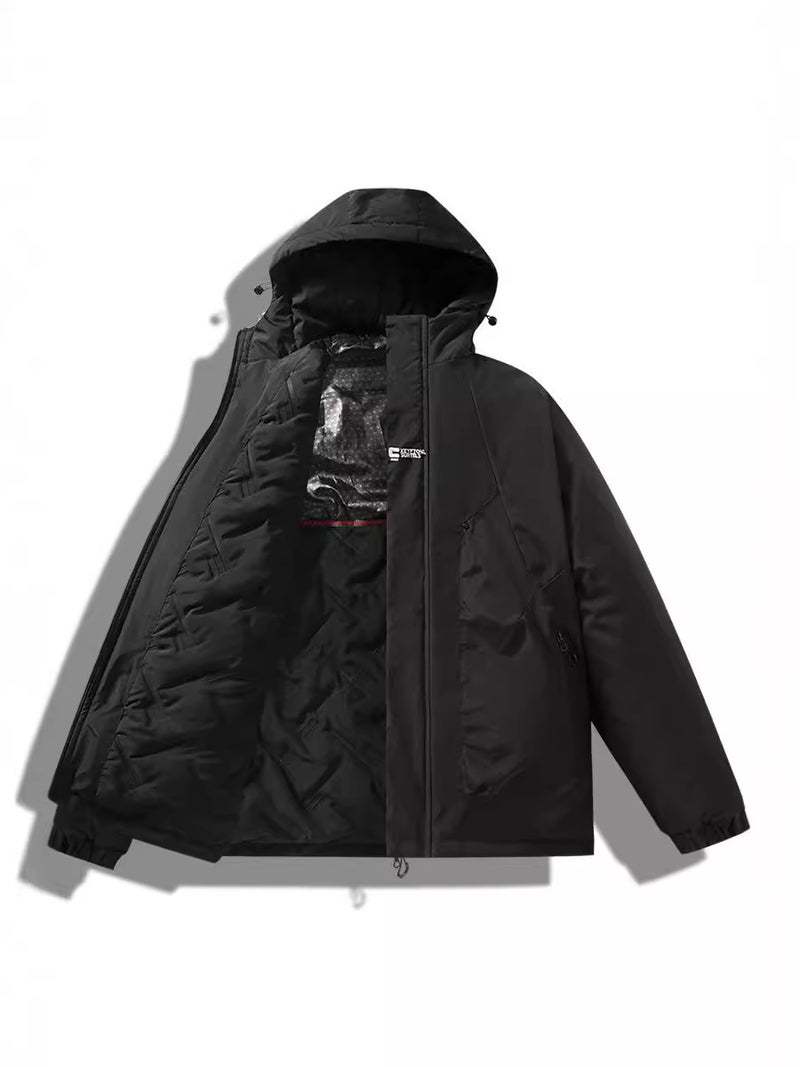 845 Charge Cotton-Padded Jacket New Hooded High-Grade Thickened Winter Solid Color Three-Dimensional Multi-Bag Heating Simosi Cotton-Padded Jacket Men - Image 5