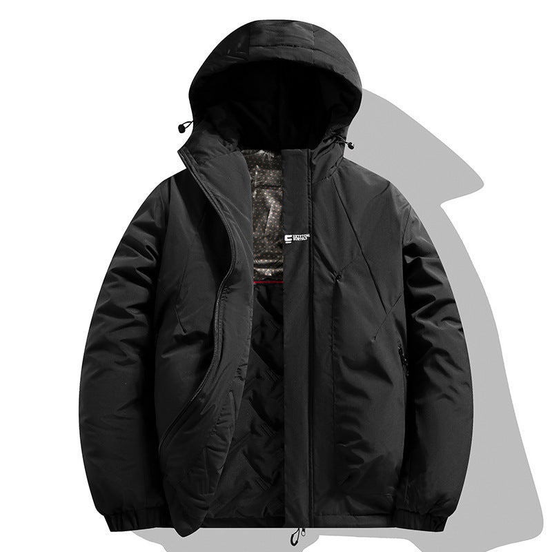 845 Charge Cotton-Padded Jacket New Hooded High-Grade Thickened Winter Solid Color Three-Dimensional Multi-Bag Heating Simosi Cotton-Padded Jacket Men - Image 1