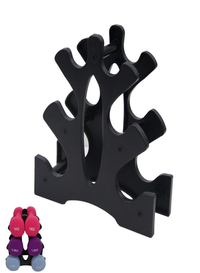 SquEqu Neoprene Dumbbell Rack Hand Weights Bracket Display Storage Stand Organizer Lightweight Plastic Assemble 6 Position Holder for Hand Weight Dumbbells 1LB-32LB Gym Fitness - Image 1