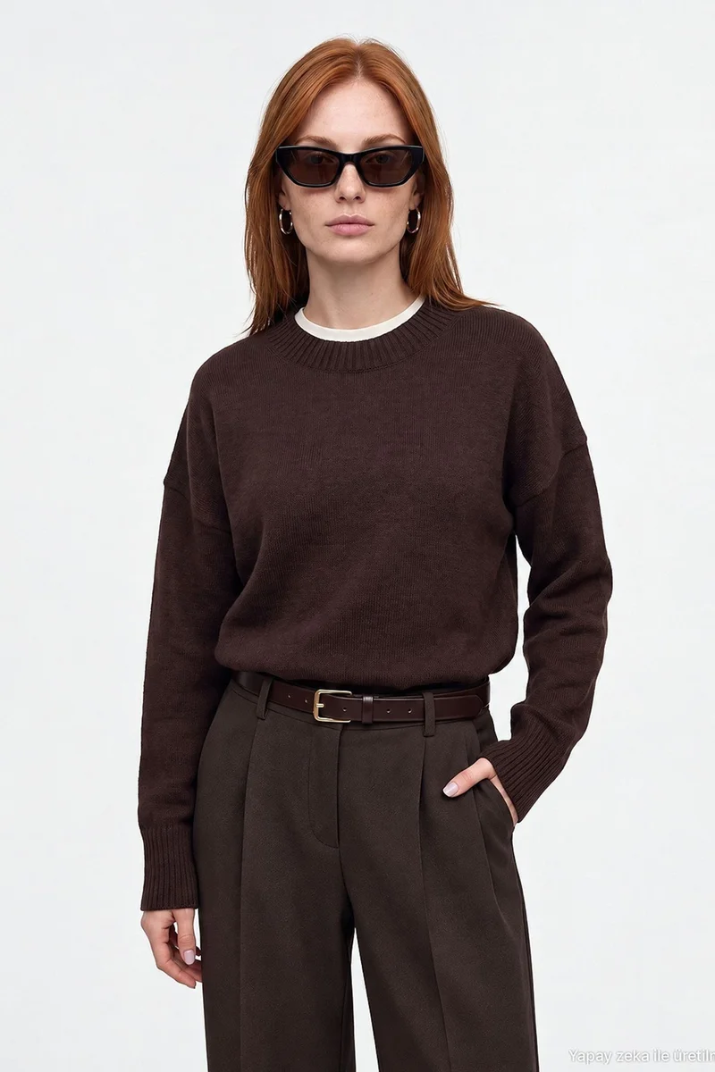Dilvin Coffee Brown DILVIN Women's Knit Sweater for Women | Best Price UAE