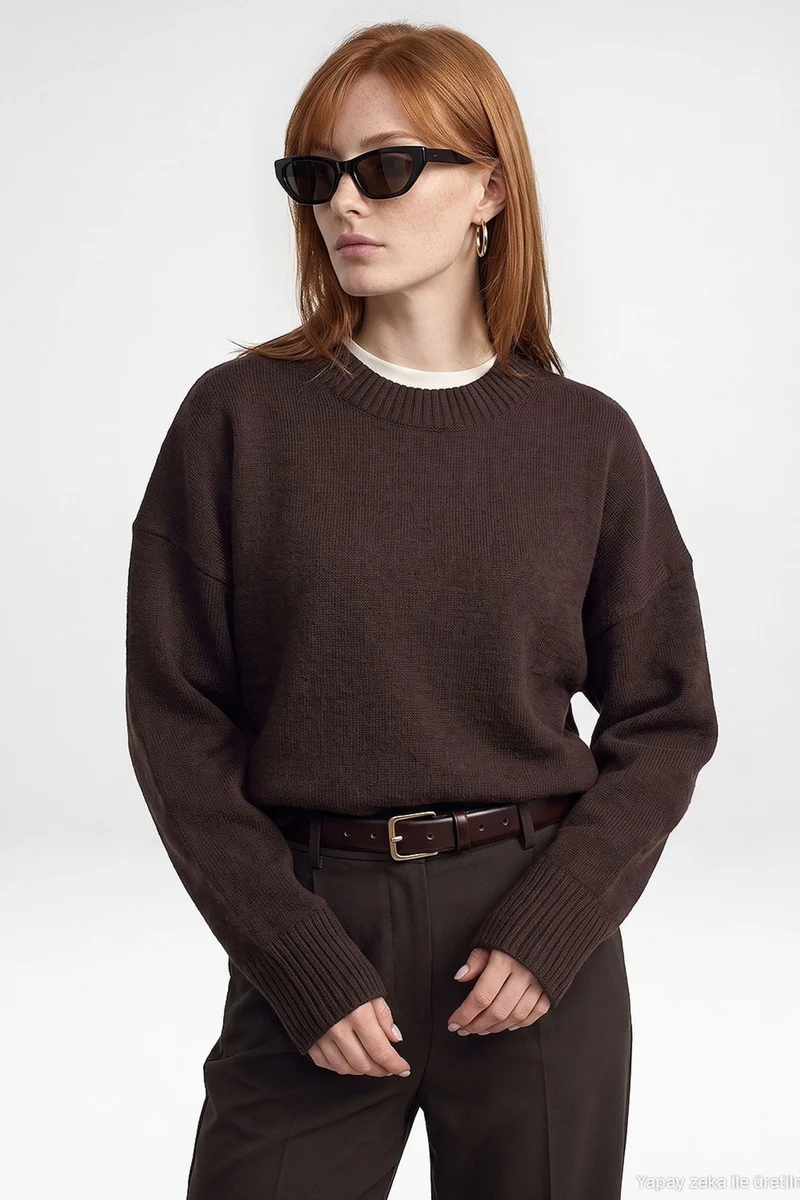 Dilvin Coffee Brown DILVIN Women's Knit Sweater for Women | Best Price UAE