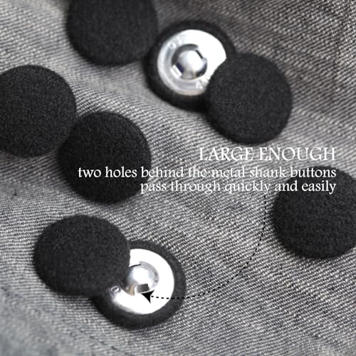 MASONEE 10PCS Fabric Cloth Covered Buttons with Metal Shank - Black, 20mm for Suits, Gowns, Blouses, Tuxedo, Sweaters - Image 3