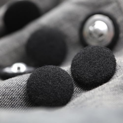 MASONEE 10PCS Fabric Cloth Covered Buttons with Metal Shank - Black, 20mm for Suits, Gowns, Blouses, Tuxedo, Sweaters - Image 4