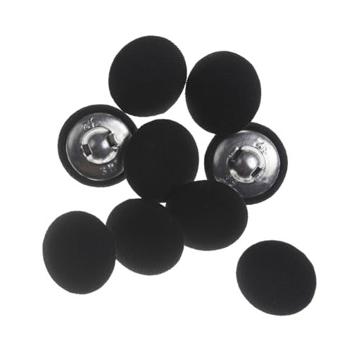 MASONEE 10PCS Fabric Cloth Covered Buttons with Metal Shank - Black, 20mm for Suits, Gowns, Blouses, Tuxedo, Sweaters - Image 1
