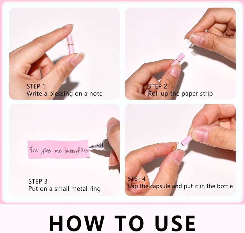 Tintnut Valentines Day Love Capsule Letters Romantic Light Pink Paper Love Message Pills in Glass Bottles Cute Secret Love Letters Clear Pills with Gold Metal Rings Birthday Gift for Boyfriend/girlfriend - Image 3