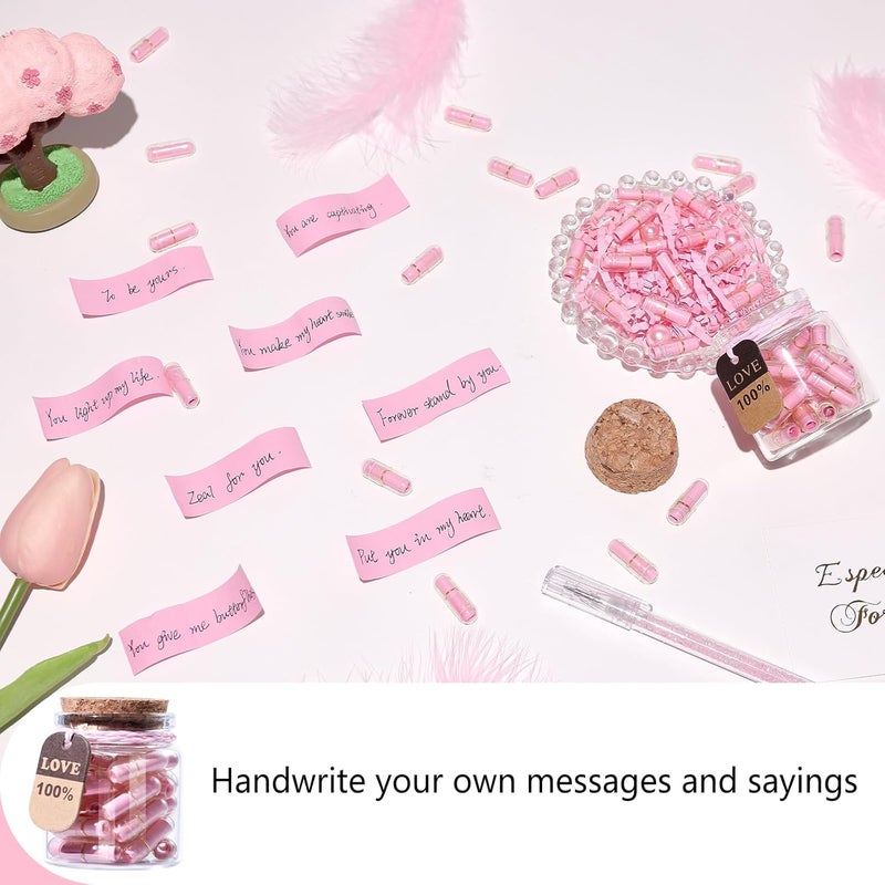 Tintnut Valentines Day Love Capsule Letters Romantic Light Pink Paper Love Message Pills in Glass Bottles Cute Secret Love Letters Clear Pills with Gold Metal Rings Birthday Gift for Boyfriend/girlfriend - Image 5