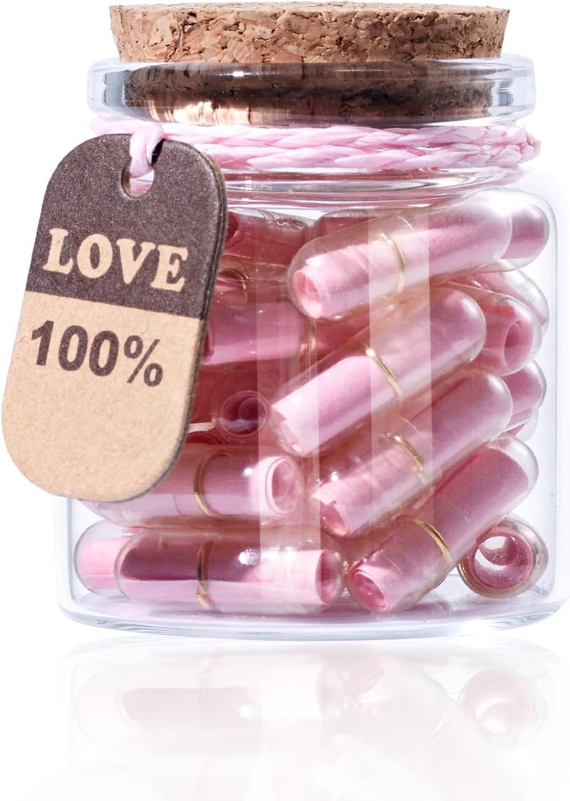 Tintnut Valentines Day Love Capsule Letters Romantic Light Pink Paper Love Message Pills in Glass Bottles Cute Secret Love Letters Clear Pills with Gold Metal Rings Birthday Gift for Boyfriend/girlfriend - Image 1