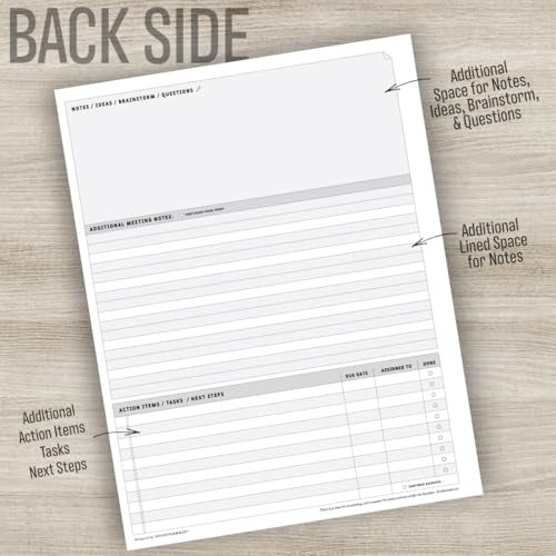 Goody Farm Meeting Notepad - 8.5 x 11-50 Sheets Double Sided Work School Meeting Pad Objectives, Agenda, Notes, Action, Tasks, Project Pads - Image 5