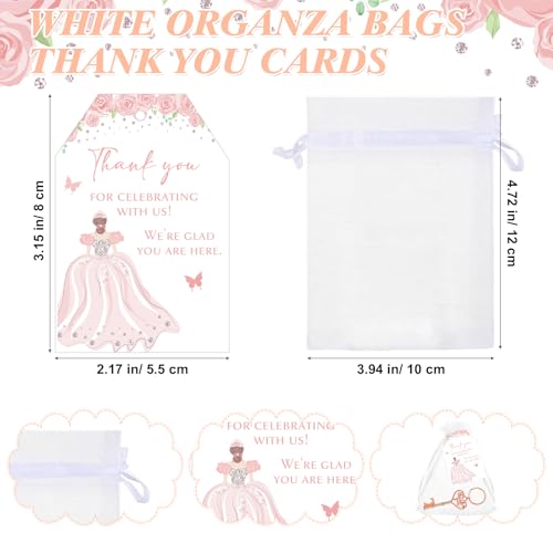 Aurelema 25 Sets Quinceanera Party Favors for Guests Butterfly Bottle Opener Keychain Thank You Tag Organza Bag Sweet 15 Years Quinceanera Gifts for Birthday Party Supplies (Rose Gold) - Image 3