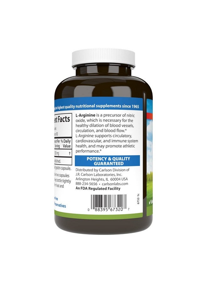 Carlson Laboratories L-Arginine 180 Capsules, 0.3 Pound - Image 3