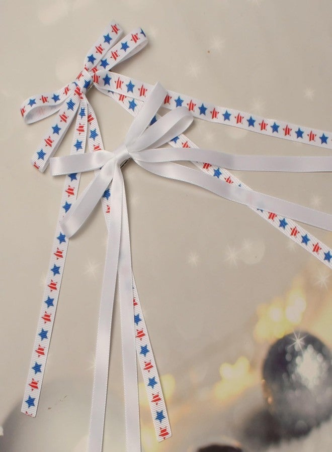 Cuizhiyu 6 PCS 4th of July Hair Accessories - Cute Thin Long Tail Bow Clips for Girls, Independence Day - Image 2