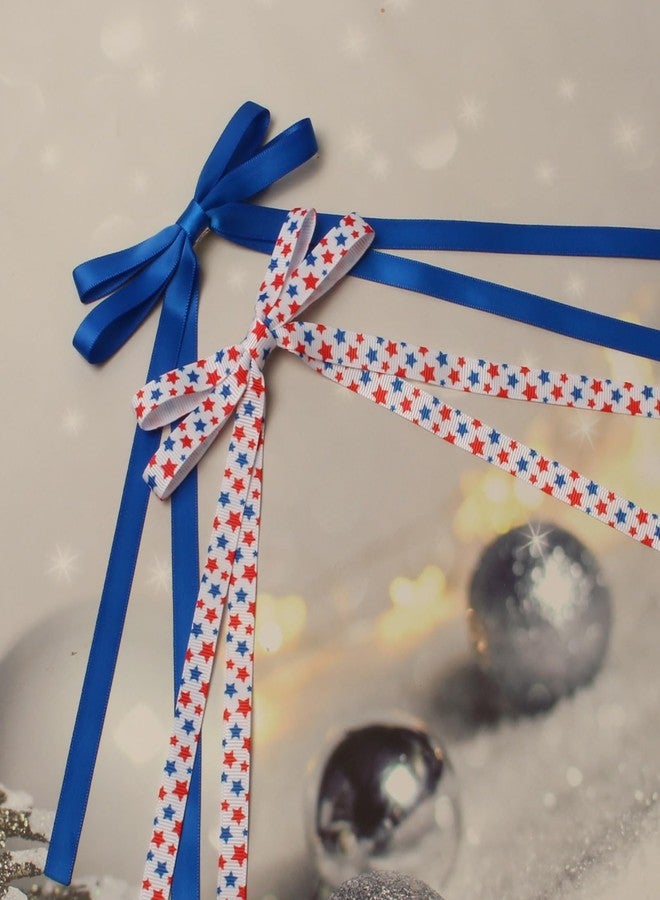 Cuizhiyu 6 PCS 4th of July Hair Accessories - Cute Thin Long Tail Bow Clips for Girls, Independence Day - Image 3