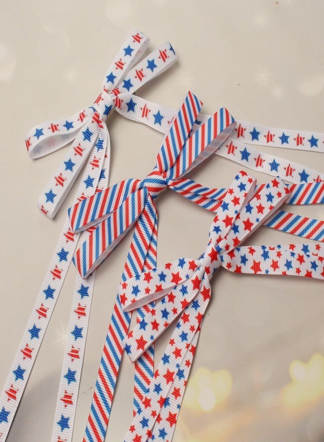 Cuizhiyu 6 PCS 4th of July Hair Accessories - Cute Thin Long Tail Bow Clips for Girls, Independence Day - Image 5