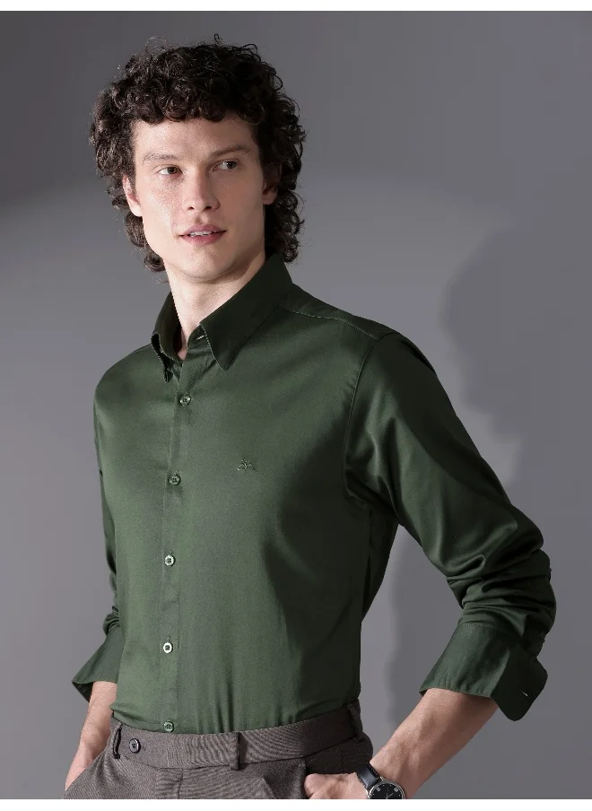 Beyoung Dark Green Satin Shirt