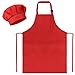 SUNLAND Kids Apron And Hat Set Children Chef Apron For Cooking Baking Painting Red S - Image 3