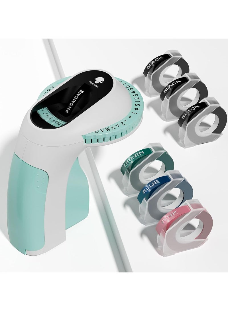 Phomemo Embossing Label Maker with 6 Tapes, Retro Vintage Embossed Label Maker Writer, Handheld Old School Label Maker with 6 Rolls Embossing Tapes for Office Home Organization and DIY - Image 1