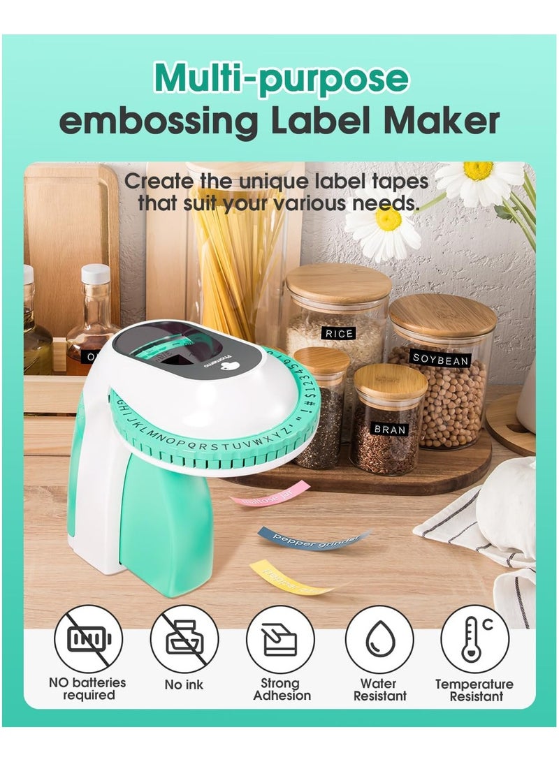 Phomemo Embossing Label Maker with 6 Tapes, Retro Vintage Embossed Label Maker Writer, Handheld Old School Label Maker with 6 Rolls Embossing Tapes for Office Home Organization and DIY - Image 5