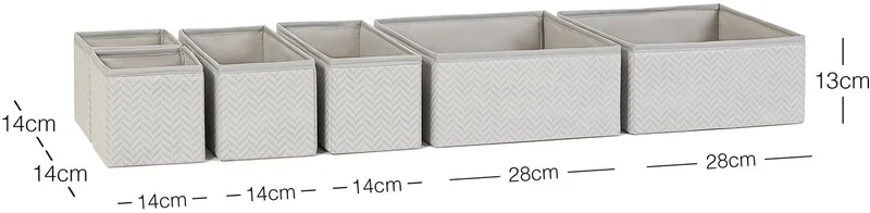 Ocean Home Textile 6-Piece Gray Drawer Cabinet Laundry Organizer Children's Room Folding Storage Box Organizer Set