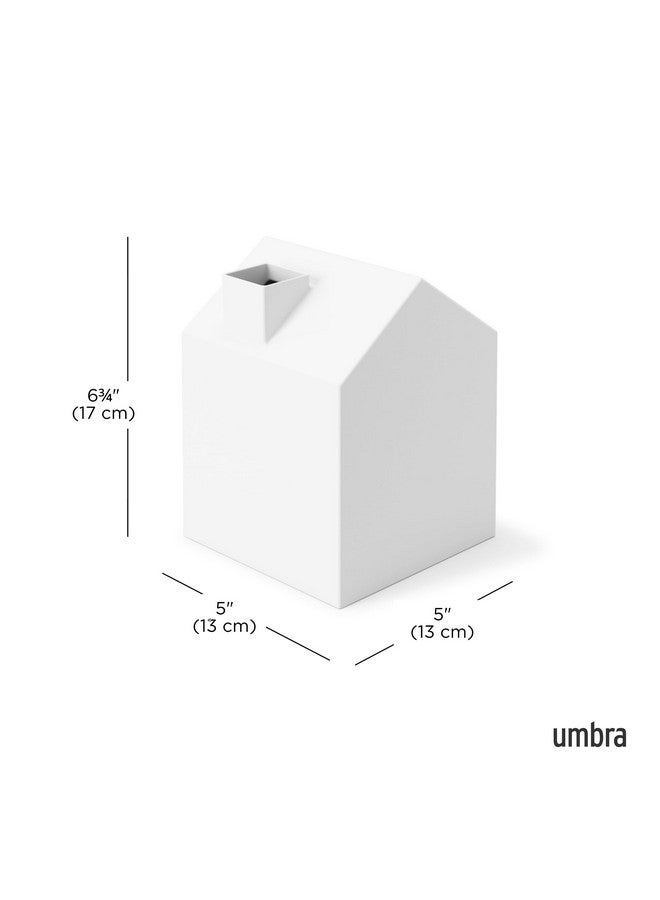 UMBRA غطاء صندوق مناديل أومبرا كاسا - حامل مناديل مربع بشكل منزل لطيف للحمام أو غرفة النوم أو المكتب، أبيض - Image 3