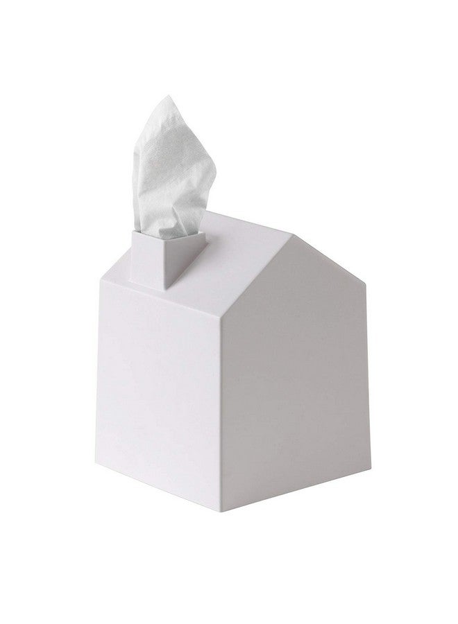 UMBRA غطاء صندوق مناديل أومبرا كاسا - حامل مناديل مربع بشكل منزل لطيف للحمام أو غرفة النوم أو المكتب، أبيض - Image 1
