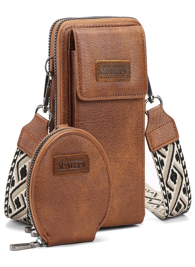 SENDEFN Small Crossbody Cell Phone Purse for Women, Vegan Leather Small Crossbody Bag Wallet Purse Coin Pouch - Image 1
