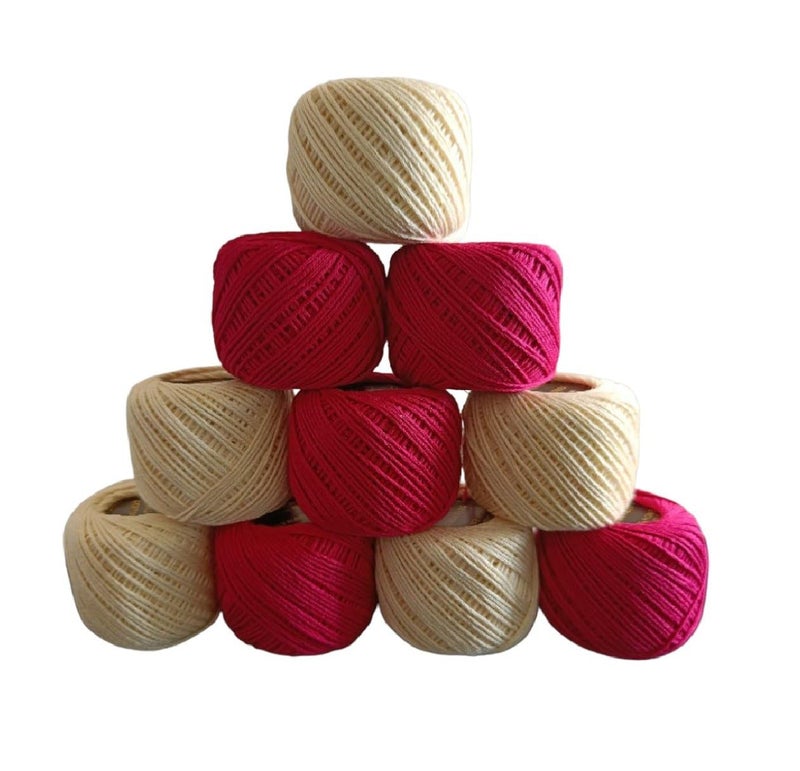 LIPSA ENTERPRISE LIPSA ENTERPRISE Cotton Crochet Yarn for Knitting and Crafting Work Hand Work Thread Rani Pink Cream - Image 1