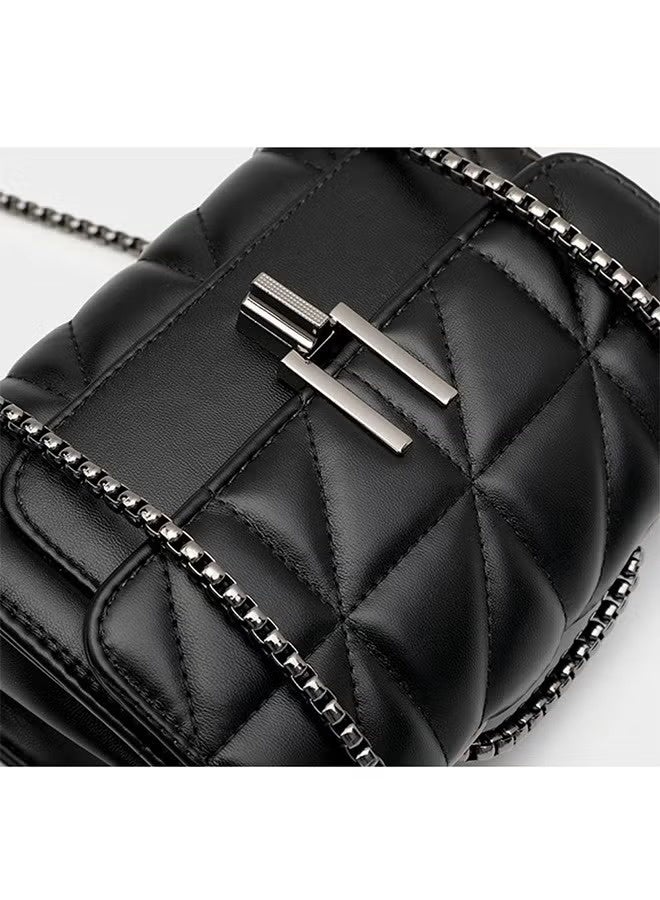 JOGAMS Shoulder Bag for Women Versatile Crossbody Bag Chain Small Bag PU Leather Black - Image 3