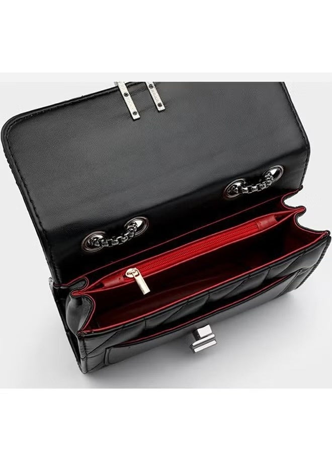 JOGAMS Shoulder Bag for Women Versatile Crossbody Bag Chain Small Bag PU Leather Black - Image 5