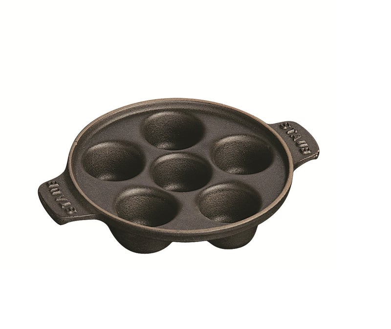 STAUB Round Snail Dish with 6 Holes, Cast Iron, Matt Black