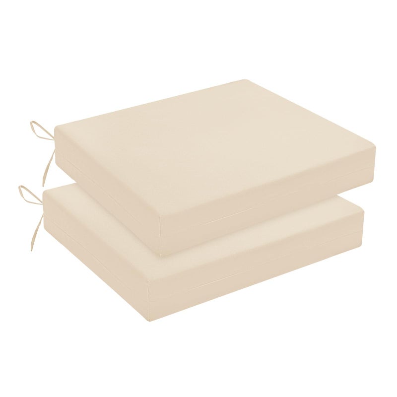 downluxe Outdoor Chair Cushions Set of 2 for Patio Furniture WaterResistant Square Corner Patio Chair Cushions with Ties High Density Foam Outdoor Seat Cushion 185 X 16 X 3 Beige - Image 2