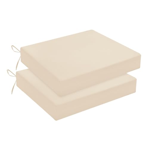 downluxe Outdoor Chair Cushions Set of 2 for Patio Furniture WaterResistant Square Corner Patio Chair Cushions with Ties High Density Foam Outdoor Seat Cushion 185 X 16 X 3 Beige - Image 1