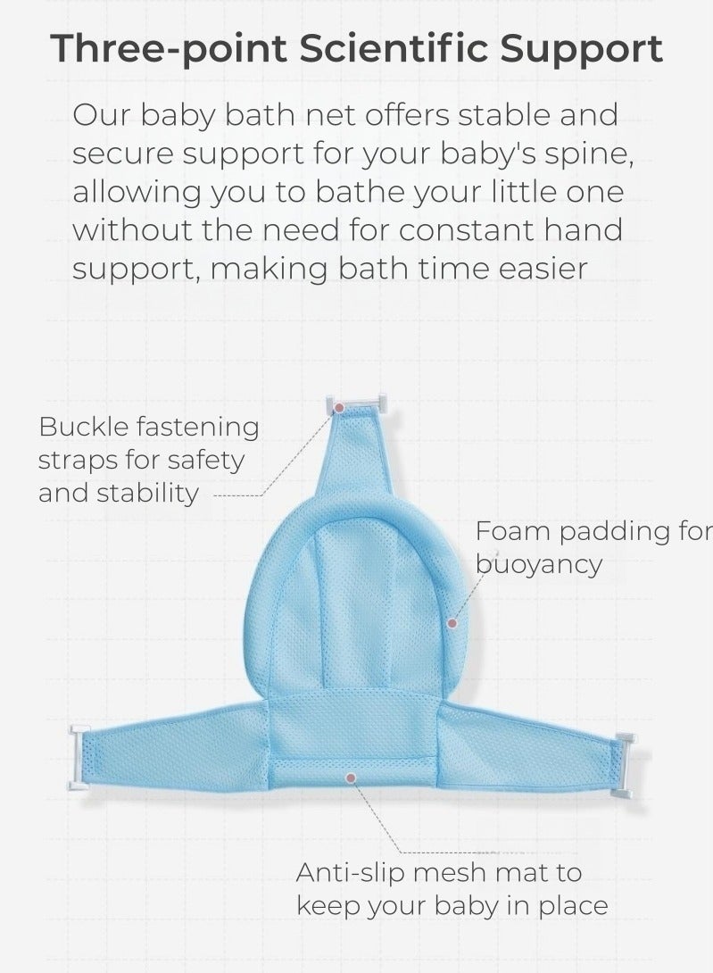 TEN-M JOURNEY Baby Bath Mat, Adjustable Infant Bath Support Pillow Mat for Newborn Toddler, Baby Bathtub Pad Comfortable Non-Slip Cushion for 0-3 Years Blue  - Image 3